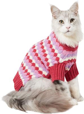 Show full view: Frisco Bubble Knit Multi Striped Mock Neck Dog & Cat Sweater, Pink, Medium slide 3 of 9