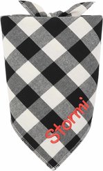 Frisco Buffalo Check Embroidered Personalized Dog & Cat Bandana, Black, Large