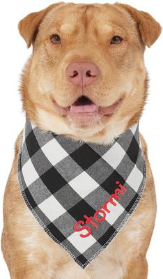 Show full view: Frisco Buffalo Check Embroidered Personalized Dog & Cat Bandana, Black, Small slide 6 of 9