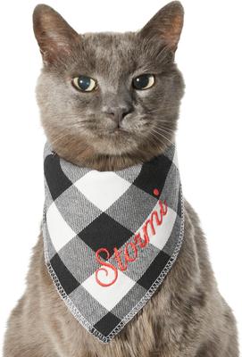 Show full view: Frisco Buffalo Check Embroidered Personalized Dog & Cat Bandana, Black, Small slide 7 of 9