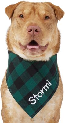 Show full view: Frisco Buffalo Check Embroidered Personalized Dog & Cat Bandana, Green, Large slide 7 of 9