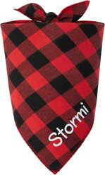 Frisco Buffalo Check Embroidered Personalized Dog & Cat Bandana, Red, Medium