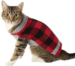 Frisco Buffalo Plaid Dog & Cat Sweater, Red, Small