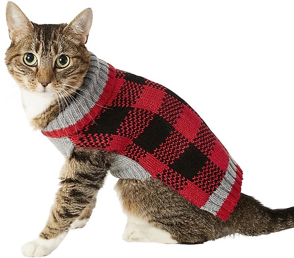 Show full view: Frisco Buffalo Plaid Dog & Cat Sweater, Red, Small slide 1 of 10