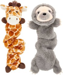 Frisco Bungee Plush Squeaking Giraffe + Sloth Dog Toy