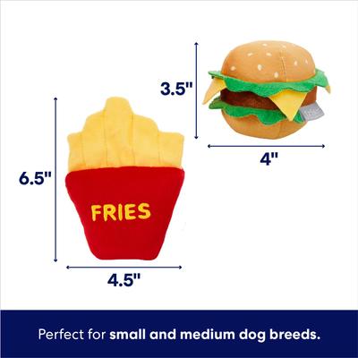 Show full view: Frisco Burger & Fries Plush Squeaky Dog Toy, Small/Medium, 2 count slide 3 of 7