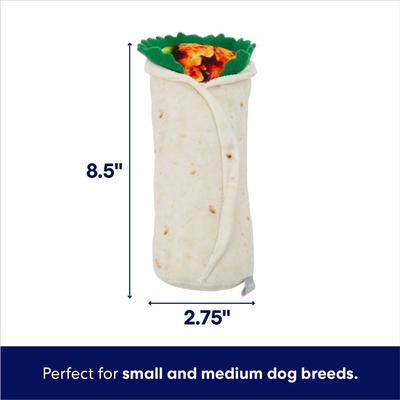 Show full view: Frisco Burrito Plush Squeaky Dog Toy, Small/Medium slide 2 of 7