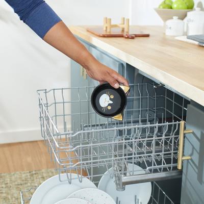 Show full view: Frisco Cat Face Elevated Bamboo Non-Skid Ceramic Cat Bowl, Black, 1 Cup slide 5 of 8