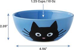 Frisco Cat Face Non-skid Ceramic Bowl, 1.25 Cup + Cat Dish, Blue, 0.50 Cup slide 2 of 9