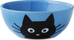 Frisco Cat Face Non-skid Ceramic Cat Bowl, Blue, 1 cup