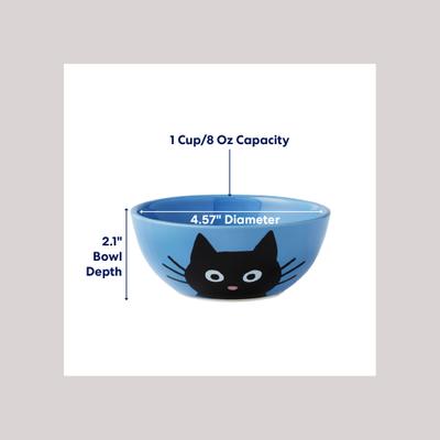 Show full view: Frisco Cat Face Non-skid Ceramic Cat Bowl, Blue, 1 cup, 1 count slide 2 of 6