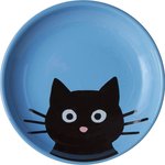 Cat Face Non-skid Ceramic Cat Dish, Blue, 0.5 cup, 1 count