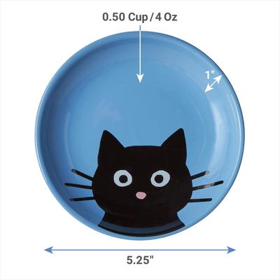Show full view: Frisco Cat Face Non-skid Ceramic Cat Dish, Blue, 0.5 cup, 1 count slide 2 of 8