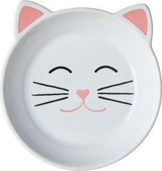 Frisco Cat Face Non-skid Ceramic Cat Dish, White, X-Small: 0.5 cup, 1 count