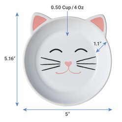 Frisco Cat Face Non-skid Ceramic Cat Dish, White, X-Small: 0.5 cup, 1 count slide 2 of 5