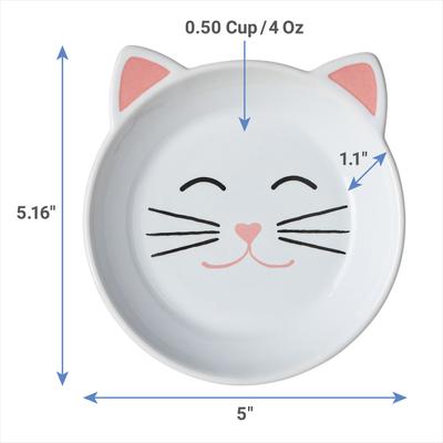 Show full view: Frisco Cat Face Non-skid Ceramic Cat Dish, White, X-Small: 0.5 cup, 1 count slide 2 of 7