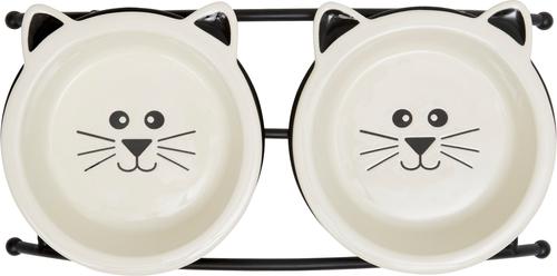 Show full view: Frisco Cat Face Non-skid Elevated Double Ceramic Cat Bowl, X-Small: 0.5 cup slide 5 of 8