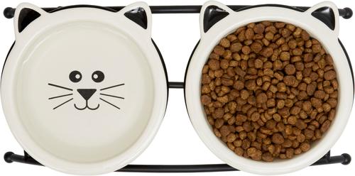 Show full view: Frisco Cat Face Non-skid Elevated Double Ceramic Cat Bowl, X-Small: 0.5 cup slide 6 of 8