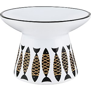 Frisco Cat Face Wide Shape Elevated Non-Skid Ceramic Cat Bowl, Small: 1 cup
