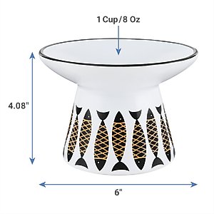 Frisco Cat Face Wide Shape Elevated Non-Skid Ceramic Cat Bowl, Small: 1 cup