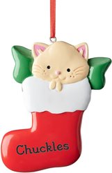 Frisco Cat in Stocking Resin Personalized Ornament