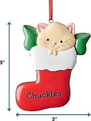 Frisco Cat in Stocking Resin Personalized Ornament slide 2 of 7