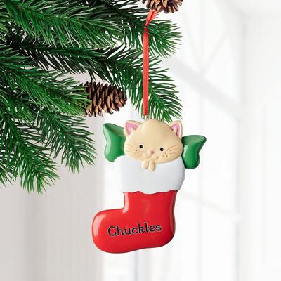 Show full view: Frisco Christmas Cat in Stocking Resin Personalized Ornament slide 3 of 8