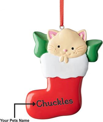Show full view: Frisco Christmas Cat in Stocking Resin Personalized Ornament slide 5 of 8