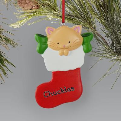 Show full view: Frisco Christmas Cat in Stocking Resin Personalized Ornament slide 6 of 8
