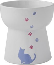 Frisco Cat Print Non-Skid Elevated Ceramic Cat Bowl, Tall, 1.5 cup