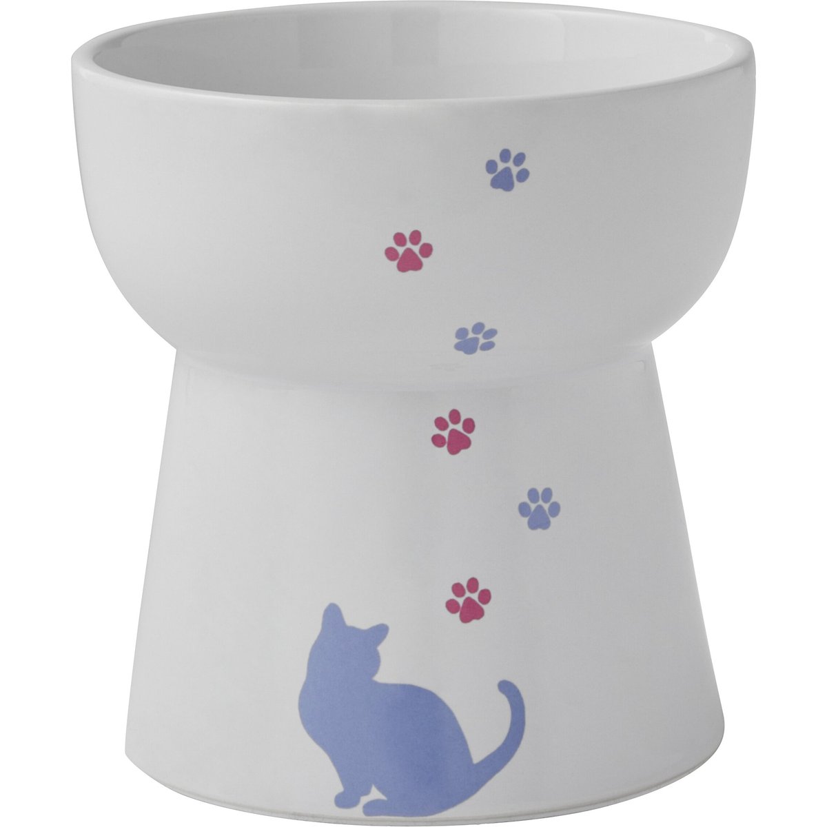Frisco Cat Print Non-skid Elevated Ceramic Cat Bowl, Tall, 1.5 Cups, Whisker Relief