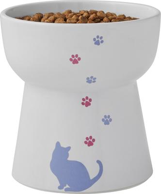 Show full view: Frisco Cat Print Non-Skid Elevated Ceramic Cat Bowl, Tall, Multi Color, 1.5 cup slide 6 of 8