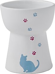 Frisco Cat Print Non-Skid Elevated Ceramic Cat Bowl, Tall, Multi Color, 1 cup