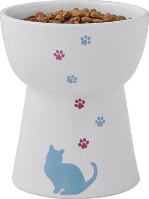 Show full view: Frisco Cat Print Non-Skid Elevated Ceramic Cat Bowl, Tall, Multi Color, 1 cup slide 6 of 8
