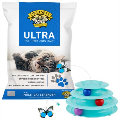 Frisco Frisco Cat Tracks Butterfly Toy + Dr. Elsey's Precious Cat Ultra Unscented Clumping Clay Cat Litter