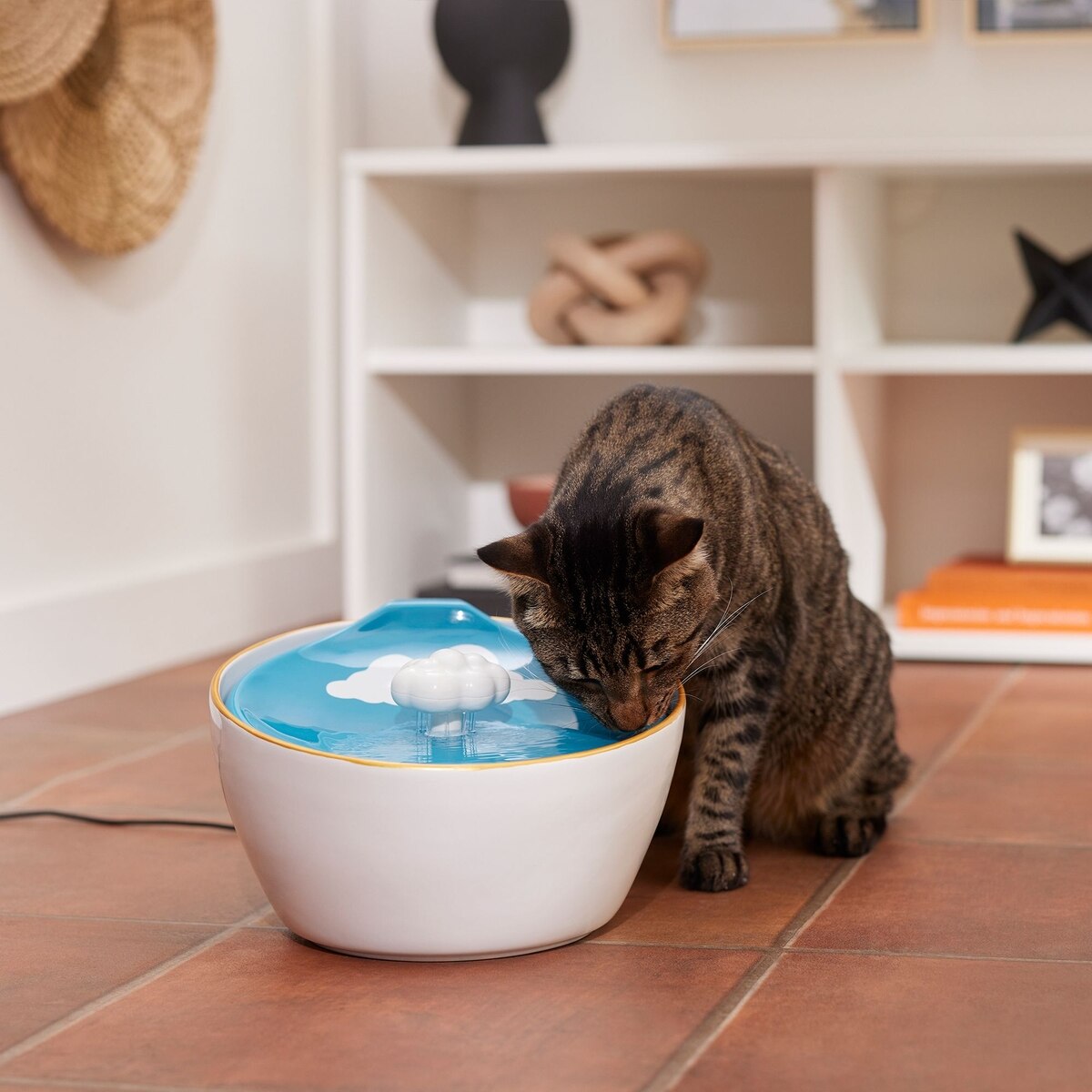 Discontinued FRISCO Ceramic Clouds Dog Cat Fountain, White