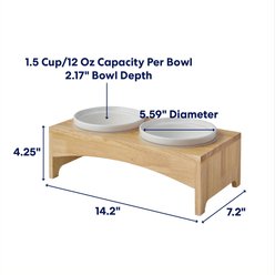 Frisco Ceramic Dog & Cat Double Diner with Elevated Wood Stand, Small: 1.5 cup slide 2 of 6