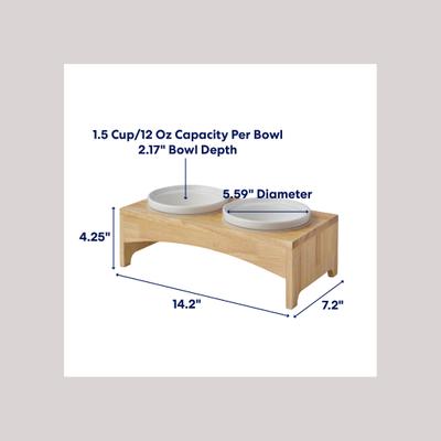Show full view: Frisco Ceramic Dog & Cat Double Diner with Elevated Wood Stand, Small: 1.5 cup slide 2 of 8