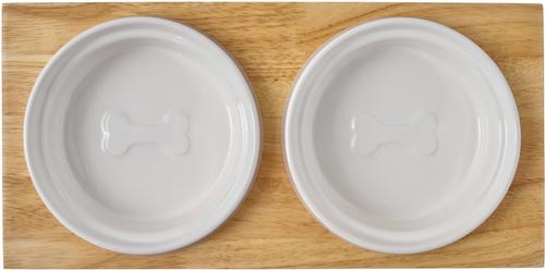 Show full view: Frisco Ceramic Dog & Cat Double Diner with Elevated Wood Stand, Small: 1.5 cup slide 5 of 8