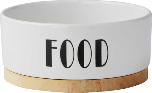 Show full view: Frisco Ceramic Dog & Cat Water + Food Bowl with Wood Base, 2.5 Cups slide 5 of 9