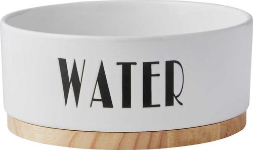 Show full view: Frisco Ceramic Dog Water + Food Bowl with Wood Base, 4 cups slide 2 of 9