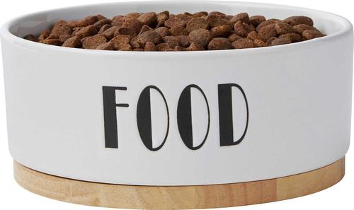Show full view: Frisco Ceramic Dog Water + Food Bowl with Wood Base, 4 cups slide 6 of 9