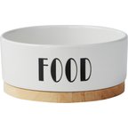 Frisco Ceramic Food Dog & Cat Bowl with Wood Base, Small: 2 cup