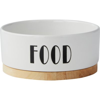 Frisco Frisco Ceramic Food Dog & Cat Bowl with Wood Base, Small: 2 cup