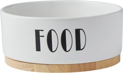 Frisco Ceramic Food Dog & Cat Bowl with Wood Base, Medium: 4 cup