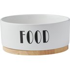 Frisco Ceramic Food Dog & Cat Bowl with Wood Base, Medium: 4 cup