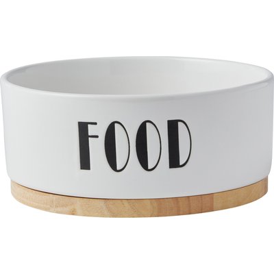 Frisco Frisco Ceramic Food Dog & Cat Bowl with Wood Base, Medium: 4 cup