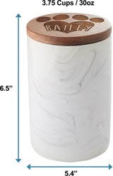 Frisco Ceramic Marble Print Personalized Treat Jar with Wood Lid, 3.75 Cups, 30oz slide 2 of 6