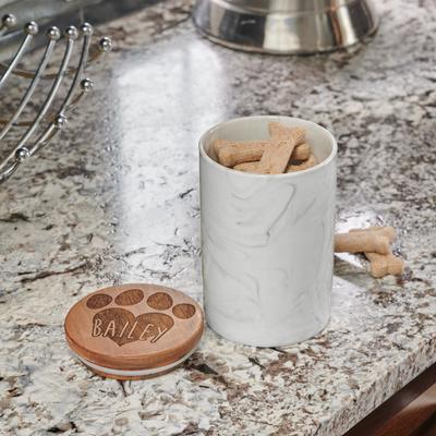 Show full view: Frisco Ceramic Marble Print Personalized Treat Jar with Wood Lid, 3.75 Cups, 30oz slide 3 of 7