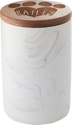 Show full view: Frisco Ceramic Marble Print Personalized Treat Jar with Wood Lid, 3.75 Cups, 30oz slide 4 of 7